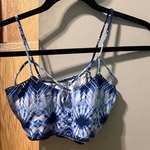 Blue Tie-Dye Strappy Crop Top